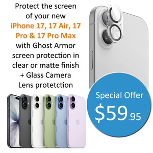 Protect your new iPhone 17 with Ghost Armor screen protection plus camera lens protection